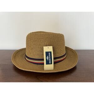 Vintage Dockers Fedora Traveler Hat New Old Stock One Size Camel Color & Band